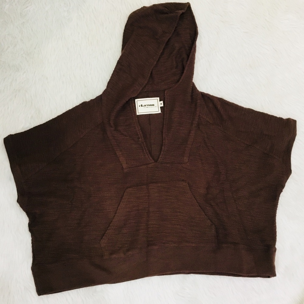 Claeson brand brown oversized crop hoodie small